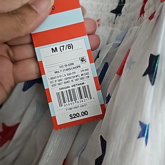 Cat & Jack white summer dress with red and blue multi star summer dress - Picture 12 of 14